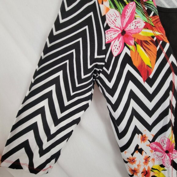 Onque Casual Blouse Large Retro 90s Colorful Floral layered grannycore art BOHO - Picture 4 of 9